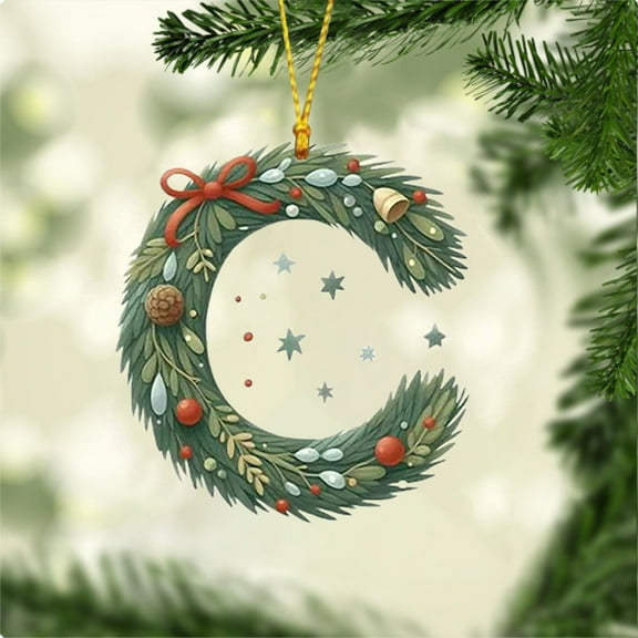 DAMAI 26 Letter Decorative Hanging Christmas Alphabet Letters, A to Z Initial Christmas Ornaments, Christmas Letters Ornaments Hanging Xmas Alphabet Letters for Christmas Tree