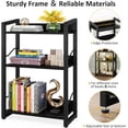 thumbnail image 5 of Book Shelf Small Bookshelf - 3-Tier Wood Bookcase Industrial Bookshelf Metal Narrow Bookcase Storage Organizer Display Rack for Bedroom Living Room Home Office (Black), 5 of 14