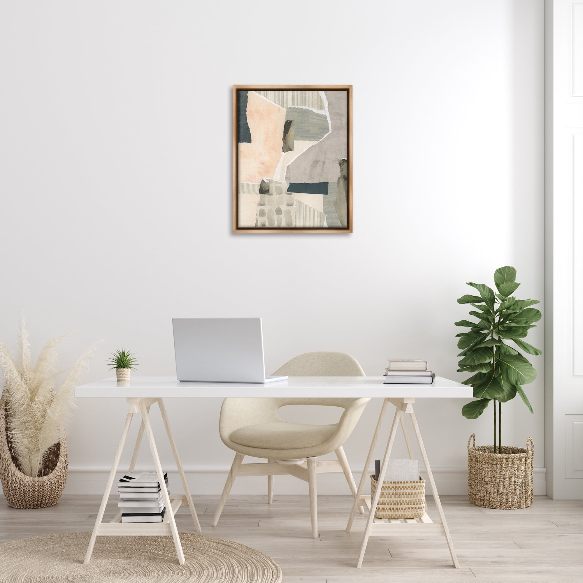Stupell Industries Neutral Patterns Abstract Abstract Painting Brown Floater Framed Canvas Art Print Wall Art, 25 x 31