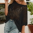 thumbnail image 2 of Womens t-shirts summer short sleeve sexy hollow out pullover tee tops stylish beach cover up comfortable knit tee wear outfits, 2 of 6