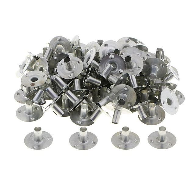 100 unidades de bases plateadas para mechas de velas, fabricadas con pestañas de sujeción para la producción de velas. 20x4mm