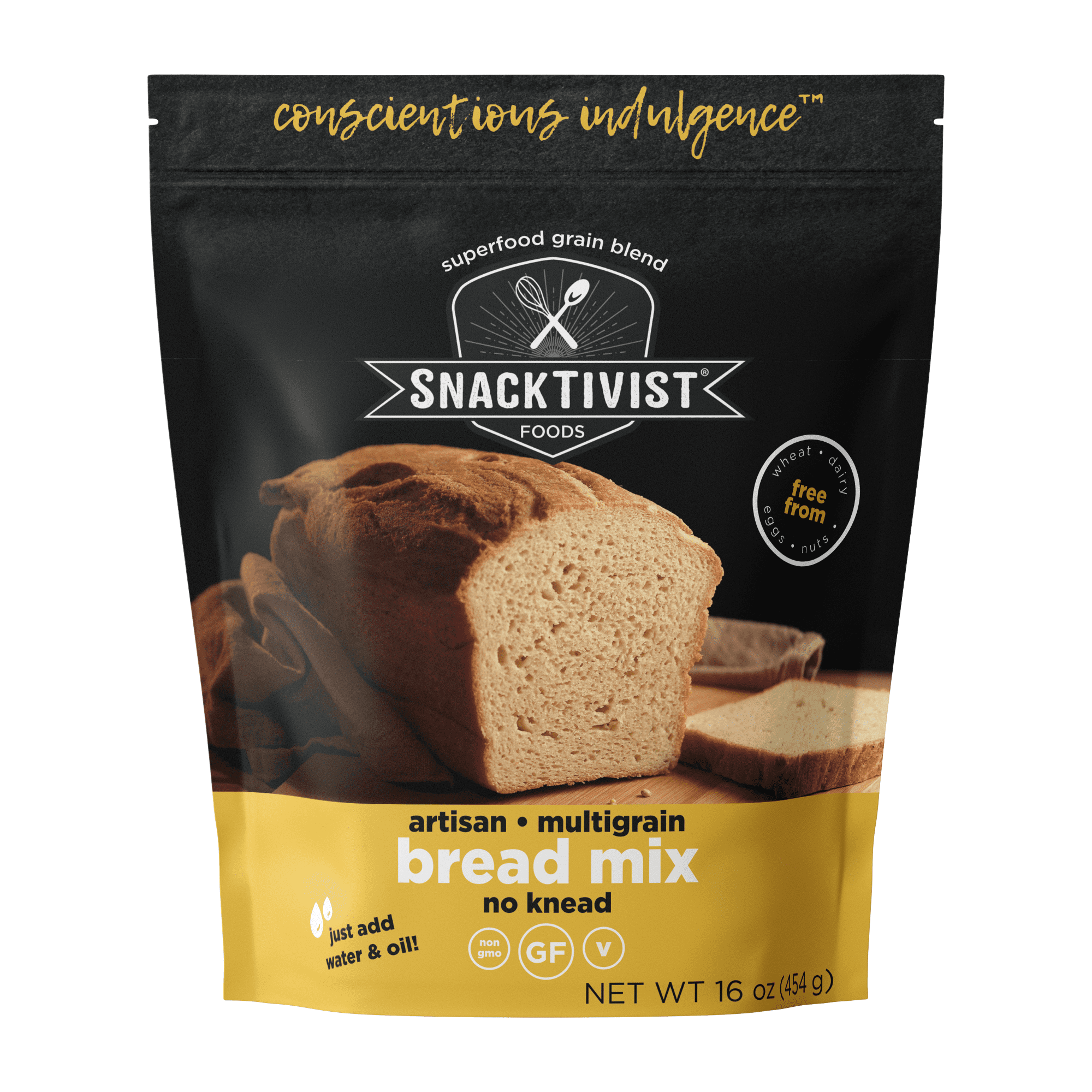 (6 Pack) Snacktivist Artisan Multigrain Bread Mix, No-Knead, Gluten ...
