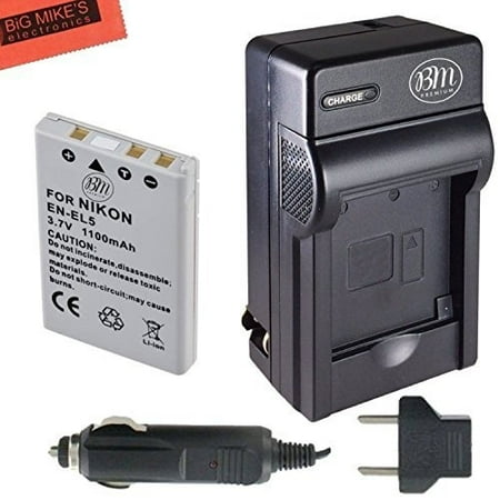 Nikon Coolpix P500 Charger BM Premium EN-EL5 Battery and Battery Charger for Nikon Coolpix P80, P90, P100, P500, P510, P520, P530 Digital Camera ()
