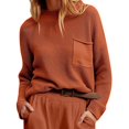 thumbnail image 1 of Gibobby SuéTer Para Mujeres De Moda Suéter de punto con bolsillo de manga larga y cuello redondo para mujer, Color sólido, Otoño Invierno, estilo perezoso(Rojo,XG), 1 of 5