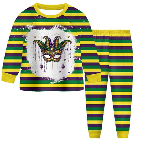 Staki Infant Girl Outfit Toddler Baby Girl Mardi Gras Outfit Fall Clothes Carnival Long Sleeve Plaid Pant Set 2-9Y(Yellow,2-3 Years)