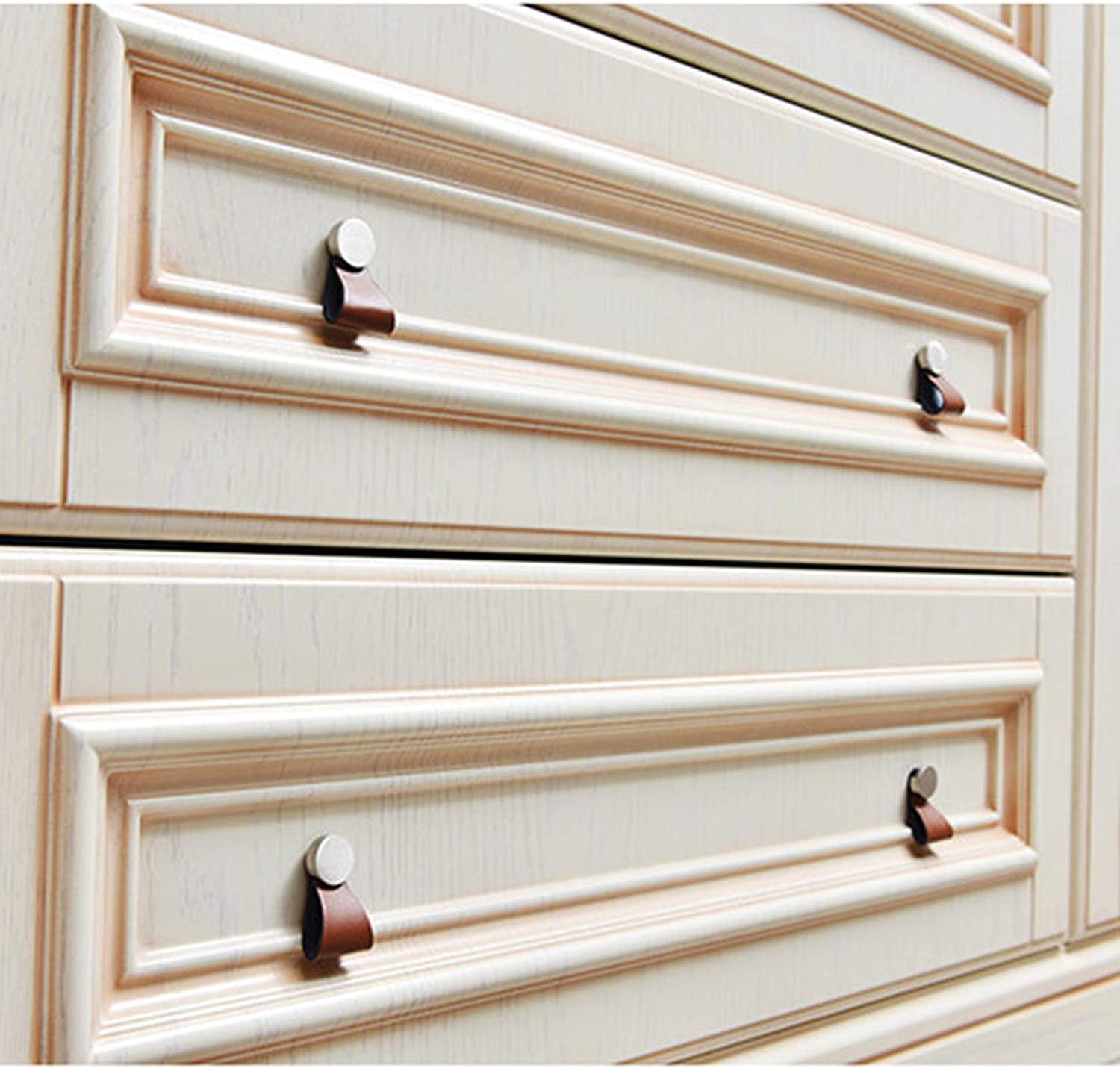 Gamvdout 4 Pcs Drawer Pulls Handmade Leather Dresser Cabinet Knob Handles Collision Avoidance Door Handle Kitchen Pulls Knobs Furniture Hardware Accessory for Sliding Door