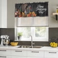thumbnail image 4 of Thanksgiving Turkey Curtain Valances for Windows, Kitchen Valance Window Treatments Panel 2 Pack, Fall Maple Leaf Black Rod Pocket Short Curtains for Bathroom Bedroom 42 x 18 Inch, 4 of 8