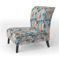 thumbnail image 3 of Designart "Gingham Elegance In Blue And Beige" Beige Floral Upholstered Accent Chair - Cottage Arm Chair For Living Room, 3 of 5