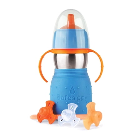 Kid Basix 894148002046 Stainless Steel Safe Sippy 2 Cup 11 Ounce Bottle, Blue