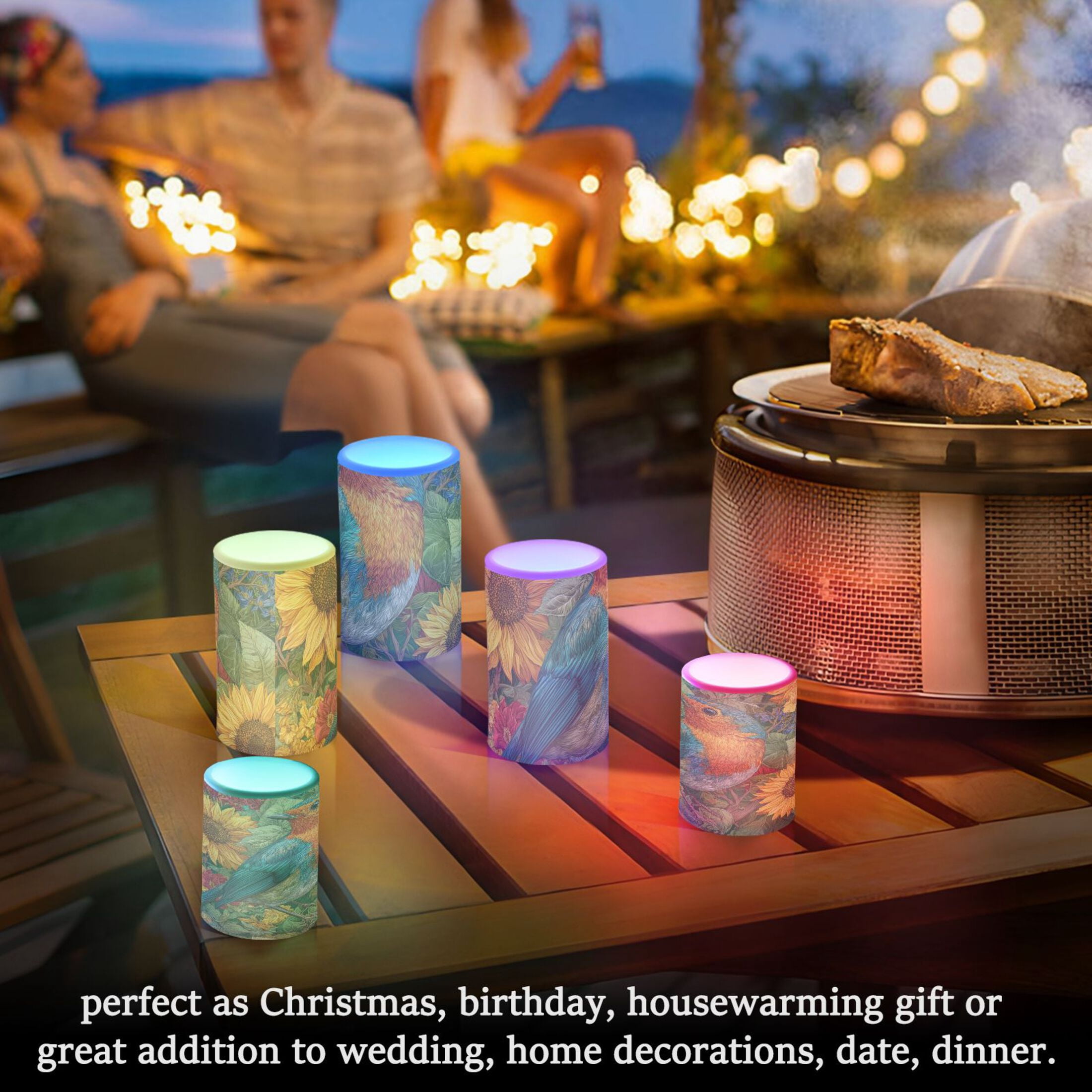 Robin Flickering Flameless Candles Battery Operated with Remote Timer LED Pillar Candles Set of 2