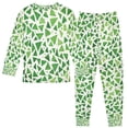thumbnail image 2 of FORMRS Long Sleeve Top and Pants Pajama Set for Niños 2-Piece Sleepwear, Sizes 18M-8Y, Green Dot Triangles Pattern, 2 of 6