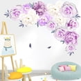 thumbnail image 2 of Adhesivo de pared con flores de peonía de acuarela, adhesivos de pared de peonías florales, ramo de peonías creativo, flores extraíbles, decoración de pared de rosas para sala de estar, dormitorio de, 2 of 7
