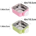 thumbnail image 2 of Crate Dog Bowl,Removable Stainless Steel Water Food Feeder Bowls Crate Coop Cup,Pet Cage Bowls with Bolt Holder for Cat, Puppy, Birds, Rats, Rabbits Small Animals ((Green+Pink) Square, Samll), 2 of 4