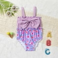 thumbnail image 2 of Jacenvly Baby Girls'One Piece Swimsuits Clearance Comfortable Cute Baby Girls Swimwear Children's Swimsuit with Ruffled Edges Flower Printed Jumpsuits Swimwear 0-6 Months Purple, 2 of 9