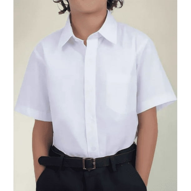 Camisa Escolar Infantil Blanca Manga Corta para Niño, Formal y Fresca, con Bolsillo en el Pecho, Ideal para Uniforme, Fiestas, Bodas, Cumpleaños y Uso Diario Talla 6
