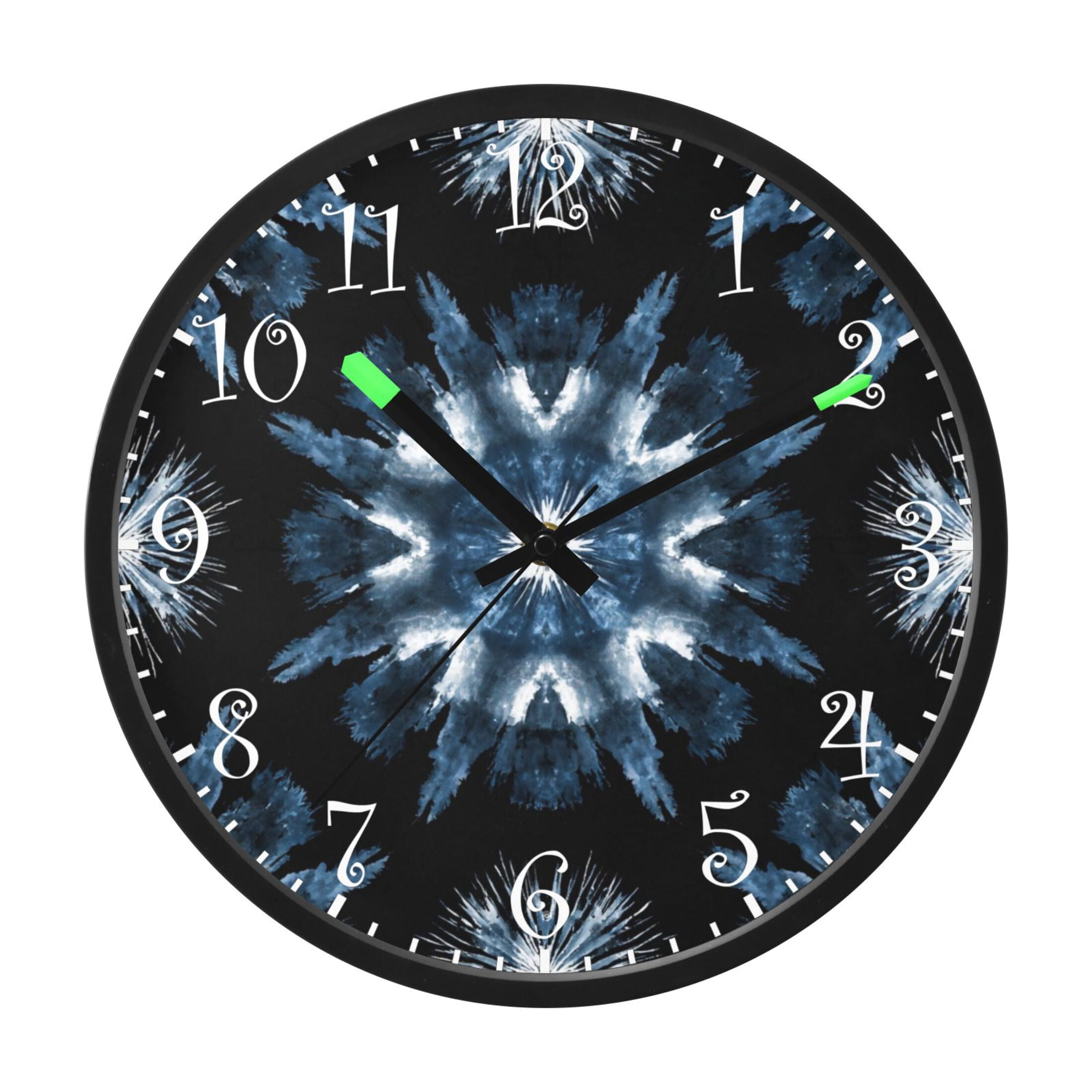Voice Activated Clock with Glow Light 12 Inch Large Silent Wall Clock Battery Operated for Home Decor Explosion Of Blue Ink