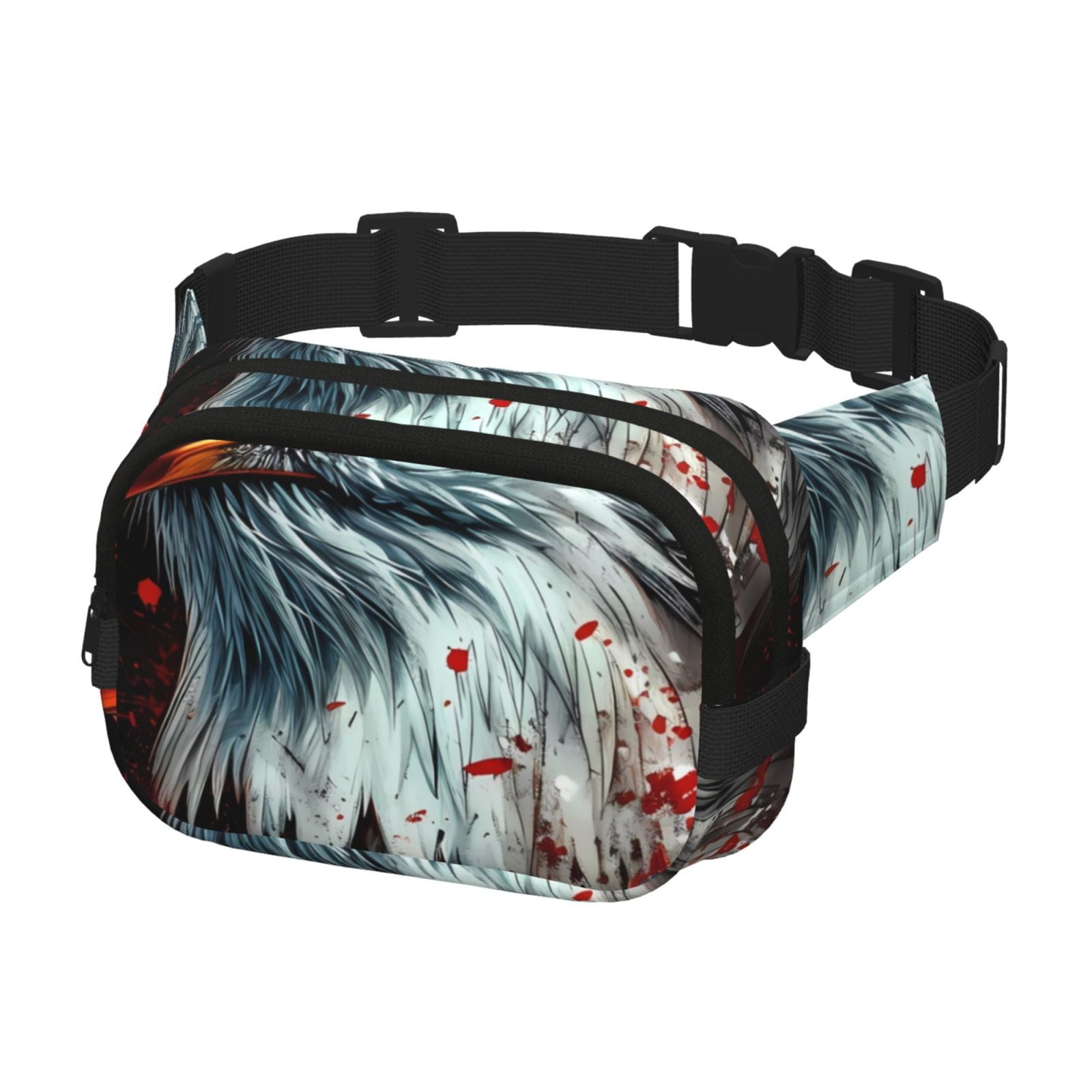 Picia USA Bald Eagle Print Square Double-Layer Waist Bag Mini Adjustable Waist Belt Bag Exercise Running Travel Hiking