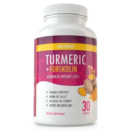 Diet Therapy - Pure Therapy Turmeric Diet - Turmeric with Forskolin Advanced Weight Loss Formula - Appetite Suppressant to Support Weight Loss and Fat Burn - 30 Day...