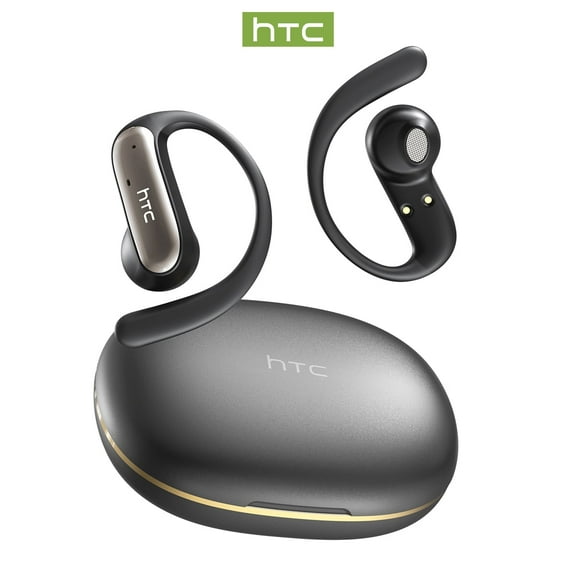 HTC NE52 Wireless Bluetooth 6.0 Open-Ear Earbuds, AI Translator, Noise-Cancelling Headphones, 130  Languages, 40H, Black