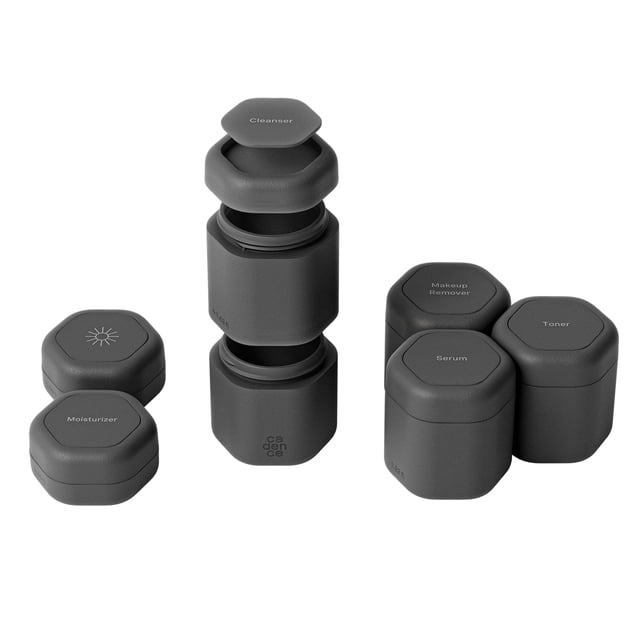 Set completo de cuidado de la piel Travel Containers Cadence con tapa magnética