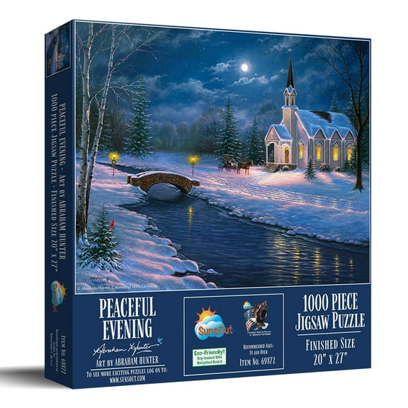 SUNSOUT INC - Peaceful Evening - 1000 pc Jigsaw Puzzle by Artist: Abraham Hunter - Finished Size 20" x 27" - MPN# 69872