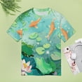 thumbnail image 4 of Lucky Koi Fish Lotus Leaf Women's Short Sleeve Tops Casual Blouses T Shirt, 4 of 6