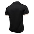 thumbnail image 5 of Yifymode Men's Classic Short Sleeve Polo Shirt, Textured Knit Contrast Collar & Cuff Regular Fit Top Black L, 5 of 6