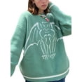 thumbnail image 4 of hirigin Women's Round Neck Sweaters, Long Sleeve Animal Monster Print Loose Fit Knit Tops, 4 of 9