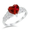 thumbnail image 2 of Heart Promise Accent Ring Garnet CZ 925 Sterling Silver Size 6, 2 of 5