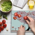 thumbnail image 3 of Valentine Cutting Board, Heart Shaped Tree Daisies Wildflowers Red Leaves Forest Romance Season Image, Decorative Tempered Glass Cutting and Serving Board, Large Size, Pink Red, by Ambesonne, 3 of 5