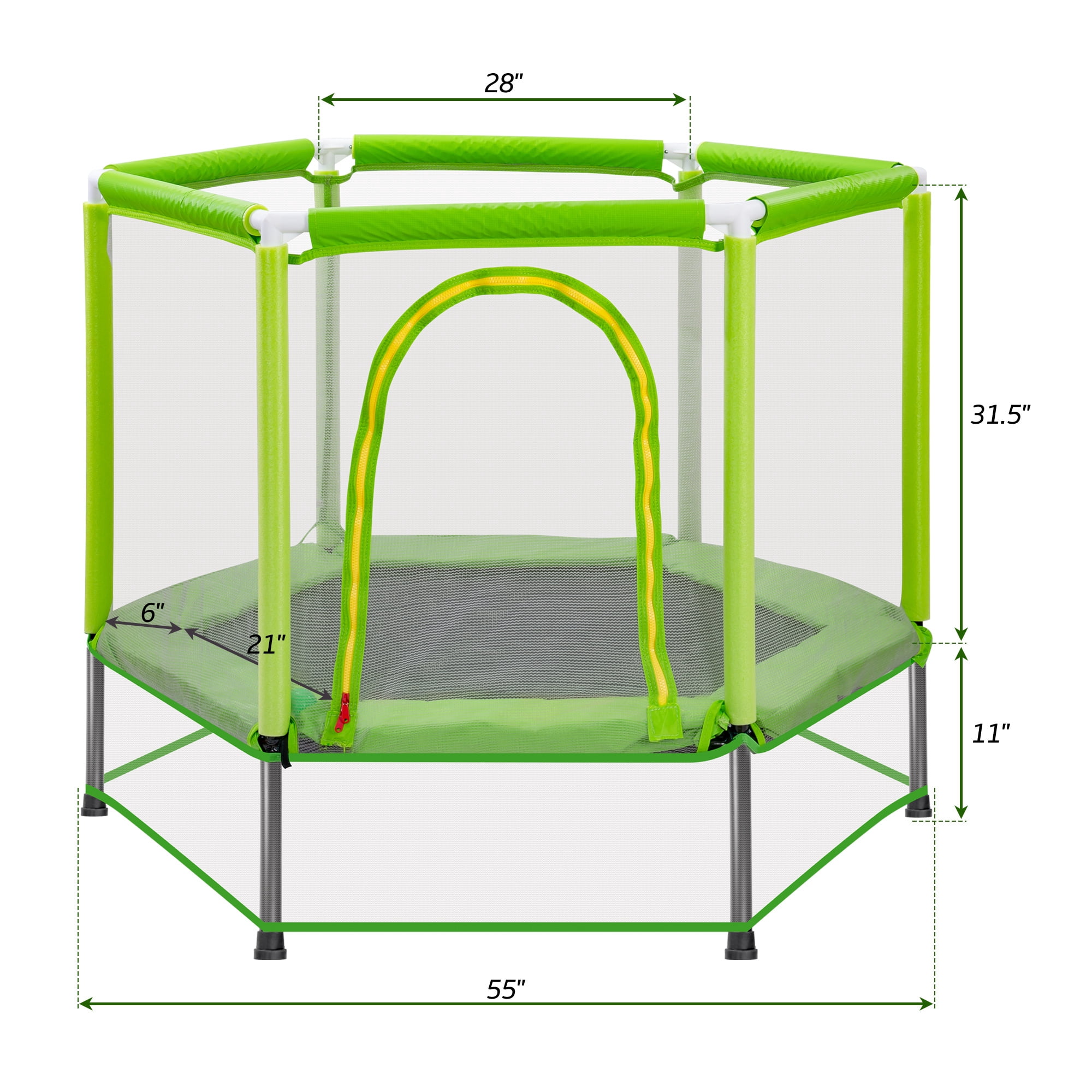 EUROCO 55" Mini Trampoline with Safety Enclosure Net, 4.5FT Indoor & Outdoor Toddler Trampoline with No-Gap Design, Small Trampoline for Kids Easy to Assemble