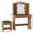 thumbnail image 5 of VEANERWOOD Makeup Vanity Desk Sets with Mirror 3 Lighting Color, Modern Dressing Table Set with 2 Large Drawers, Power Strip, Stool for Women Girls Bedroom, 5 of 7