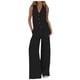 thumbnail image 1 of Conjunto informal de algodón de 2 piezas para mujer: camisa chaleco sin mangas con botones y pantalones rectos de pierna ancha con bolsillos, diseño sexy en el pecho, para uso diario/formal., 1 of 5