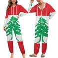 thumbnail image 2 of Lebanese Flag of Lebanon Unisex Adult Onesie Pajamas with Pockets for Women Men Hooded Loungewear, 2 of 8