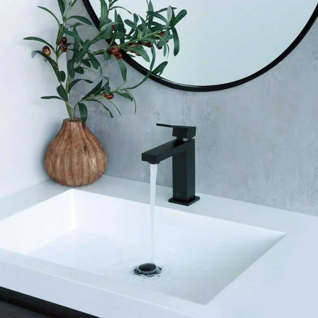 Robinet de Salle de Bain Élégant à une Poignée, Noir Mat B-112N