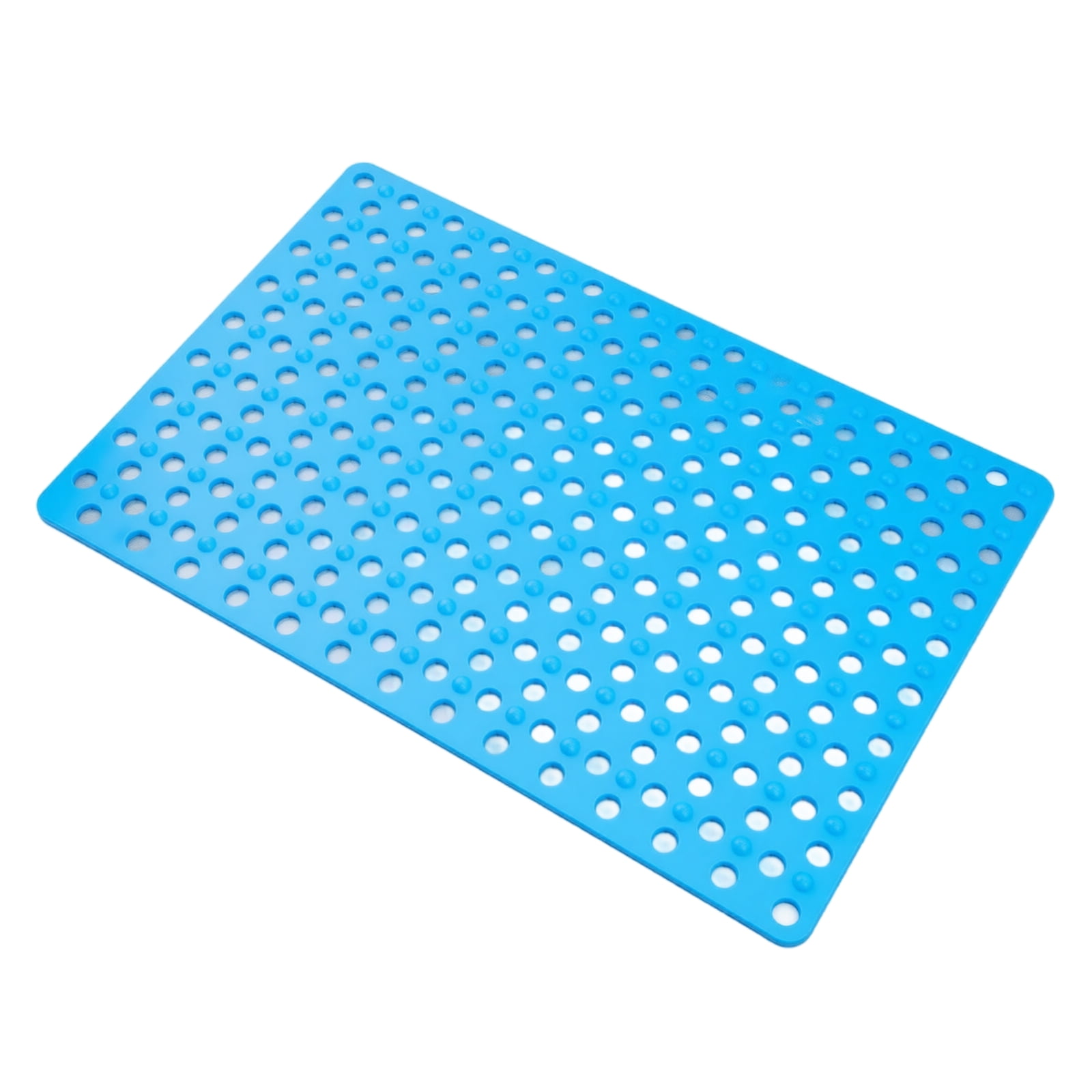 Light Blue Non Slip Bath Mat with Cups and Drainage Holes, 13.8 X 26.8 Inches, for Shower and Bathtub
