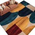 thumbnail image 2 of 5'x8' Area Rugs, Navy Blue Boho Orange Indoor Outdoor Area Rug for Living Room Bedroom, Geometric Circle Abstract Art Washable Bathroom Rugs Kitchen Floor Carpet Mats Home Decor Aesthetic, 2 of 8