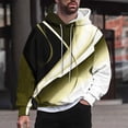 thumbnail image 2 of Miluxas Men's hooded bathroom light and shadow printed pullover long sleeved shirt Yellow, 2 of 6