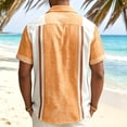 thumbnail image 4 of Uwinwear Men's Vintage Bowling Shirt Short Sleeve Button Down Summer Beach Shirts Hawaiian Vacation Lightweight Tops Breathable Casual Wear,Orange,M, 4 of 4