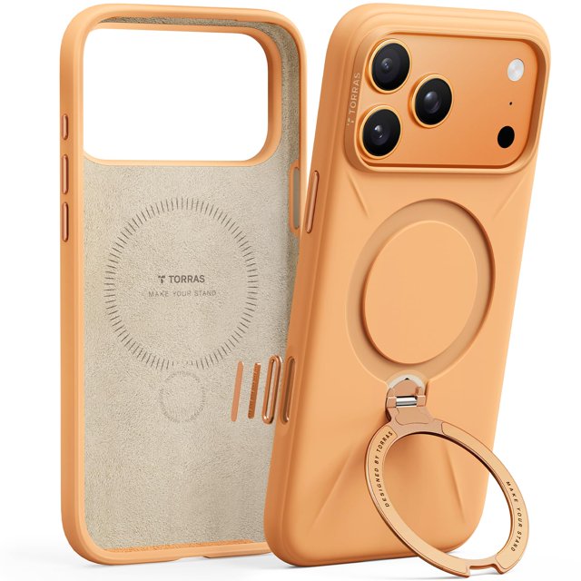 TORRAS New Silicone 360 Click-Lock Rotating Stand Case for iPhone 17 Pro Max | Premium 55° Liquid Silicone Protection | Fit for MagSafe | Camera Co