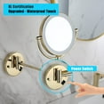 thumbnail image 3 of SUGIFT 8" LED Two-Sided Extension Wall Mount Mirror with 3x Magnification, 12-Inch Extension,Waterproof Button, Black, 3 of 6
