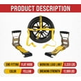 thumbnail image 2 of 8 Pack 2" x 120" Yellow Side Mount Wheel Tie Down Strap with Flat Hook & Dual Ratchet – 3,333 lbs WLL Wheel Net Fits 14–17" Tires, Heavy Duty Vehicle Tie Down Strap for Car Hauling, 2 of 8