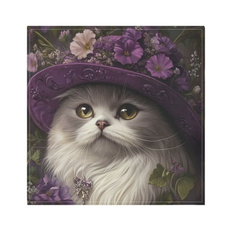 

WOBOGO Elegant Persian Cat Cloth Napkins 4 Pieces Soft Elegant Touch Durable Absorbent Quick Drying for Elegant Dining