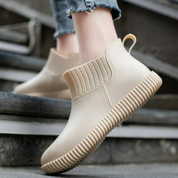 KANG Women's Rain BOOTS Fashionable Low Cut Rubber Boots Non Outdoor Work Shoes All Season Comfortable Casual Wear Lightweight Portable Garden Shoes