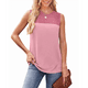 thumbnail image 3 of Camiseta Sin Mangas Informal de Verano con Cuello Redondo y Bloques de Color para Mujer, Color Rosa M, 3 of 8