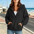 thumbnail image 3 of DISKEBUISS Women's Wrap V Neck Hoodie Long Sleeve Front Kangaroo Pocket Loose Casual Sweatshirt, 3 of 7