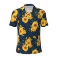 thumbnail image 2 of Daiia Blue Striped Sunflower A Pattern Men’s Polo Shirts,Solid Deck Shirt,Classic Fit, Breathable Cotton Polo for Casual and Sport Wear-Medium, 2 of 7
