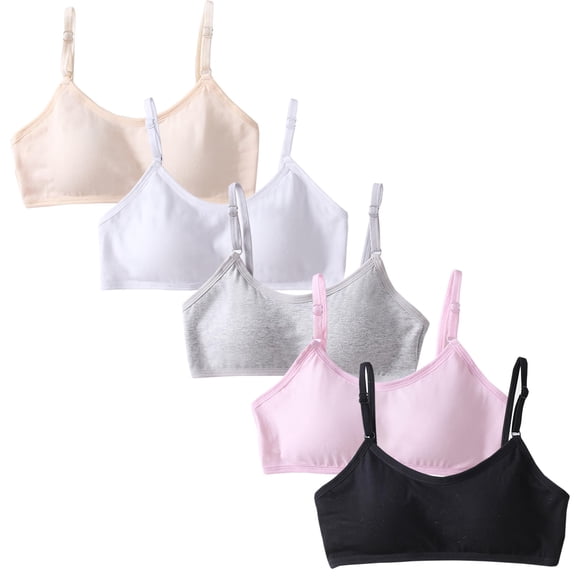 5 Pack Big Girls Bra Comfort Flex Cotton Bras Wireless Light Preteen Girl Clothes Tween Bra Sports Bra for Teens 10-16