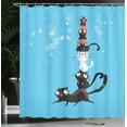 thumbnail image 3 of Ambesonne Cat Shower Curtain, Winter Theme Funny Kittens Art, 69"Wx70"L, Sky Blue Coral and Dark Grey, 3 of 4