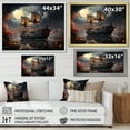 thumbnail image 4 of Designart "Nightly Voyage of the Pirate Ship I" People Framed Wall Art Decor - Modern Black Pirate Hallway Framed Wall Art Decor, 4 of 6